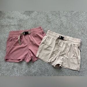 BUNDLE:BearPaw Outdoor Elastic-Waist Hiking Shorts in Dusty Rose and Light Beige